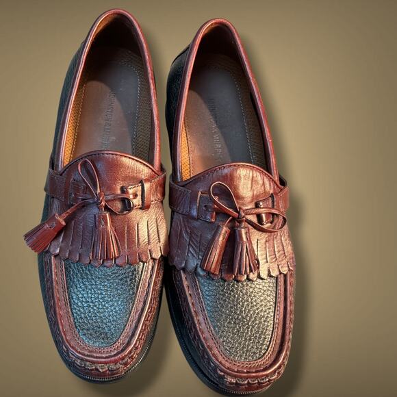 Men\'s 9.5 JOHNSTON & MURPHY Aragon II Kiltie Tassel Brown/Black Leather Loafers main image 7